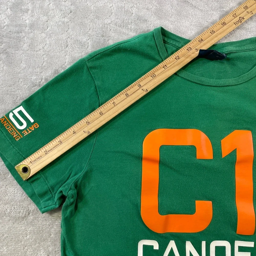 Polo Ralph Lauren T Shirt Mens Medium Green Canoe Class Preppy Custom Fit